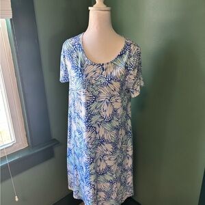 Talbots Tropical Blue and White Dress